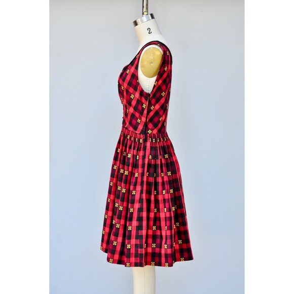 German Oktoberfest Plaid Dirndl Dress Embroidered Tyrollean Bavarian XS S - Picture 4 of 10